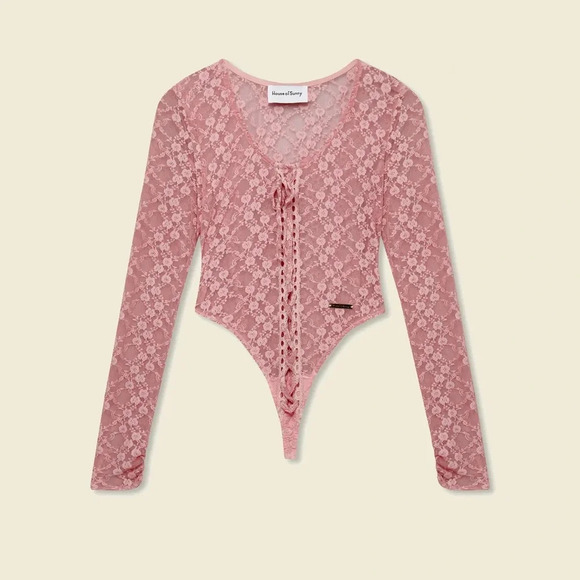 House Of Sunny Love Lace Bodysuit in Blush Pink - Picture 3 of 6